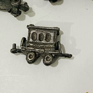 Silvertone Metal lead pewter figures miniatures train cars bunny rabbit mix lot